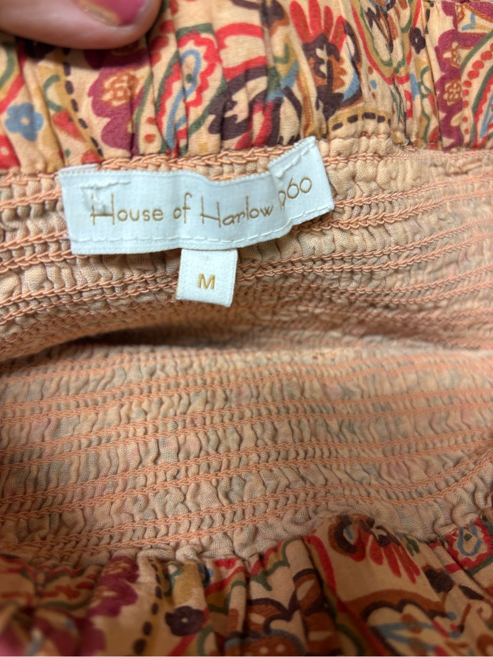House of Harlow 1960 Boho Ruffle Skirt 100% Cotton Paisley Rust Brown - Medium - Picture 6 of 8